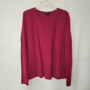 Worth Wool Sweater Womens XL Red Ribbed Lightweight Rolled Cuff *Flaw Tiny Hole